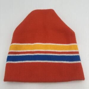 Vintage Aris Ski Hat Beanie Skull Cap Orange Toque Fair Isle Knit New York USA